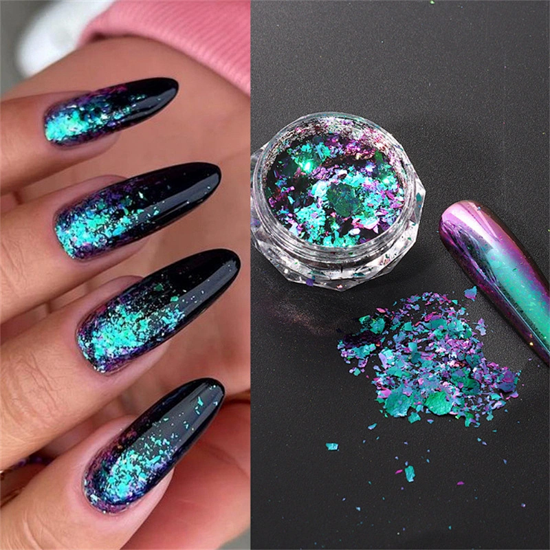 Laser Aurora Chameleon Nail Art Sequin