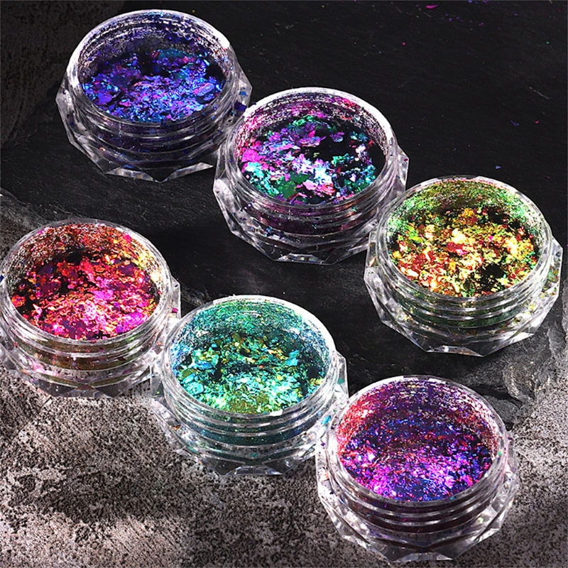 Laser Aurora Chameleon Nail Art Sequin
